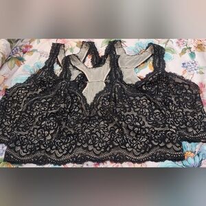 TORRID - Bundle of 3 Beautiful and Elegant Black Lace Bralettes.